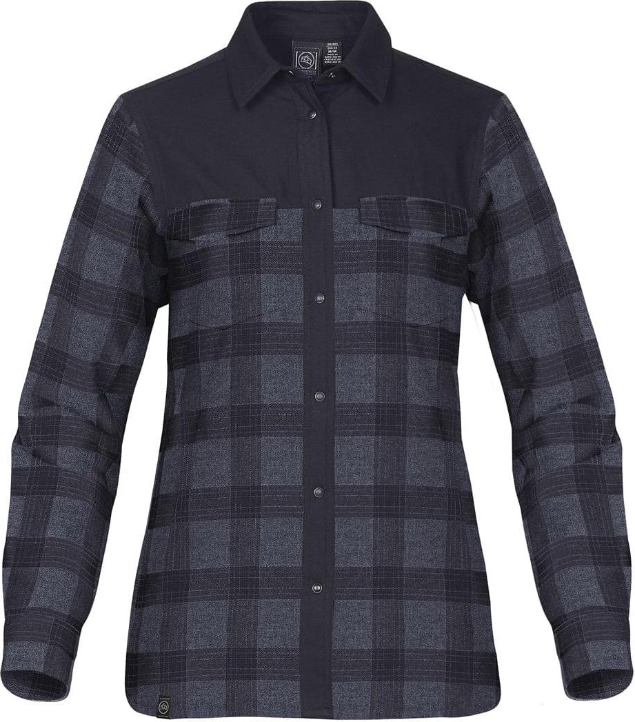 Stormtech Flx-1w Women’s Logan Thermal Long Sleeve Shirt - Navy Plaid - Ladies Xs