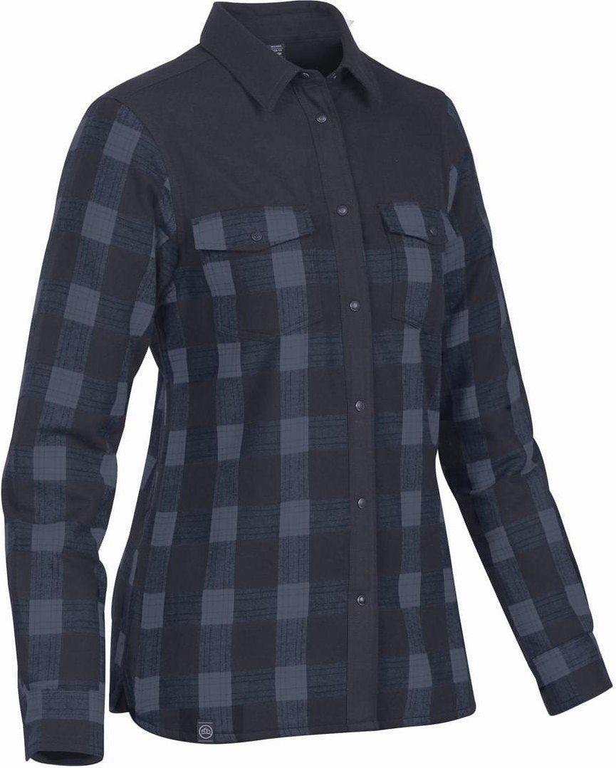 Stormtech Flx-1w Women’s Logan Thermal Long Sleeve Shirt - Navy Plaid