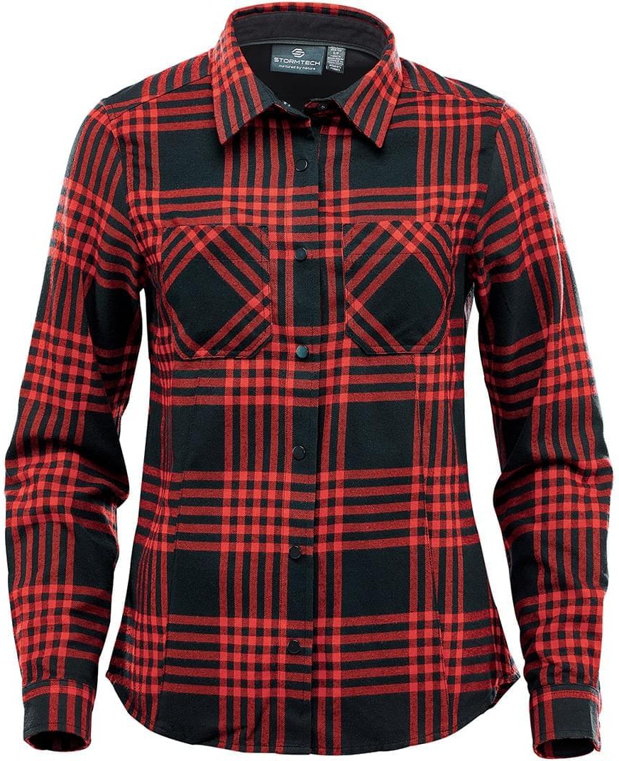 Stormtech Ftx-1w Women’s Santa Fe Long Sleeve Shirt - Red - Black - Ladies Xs