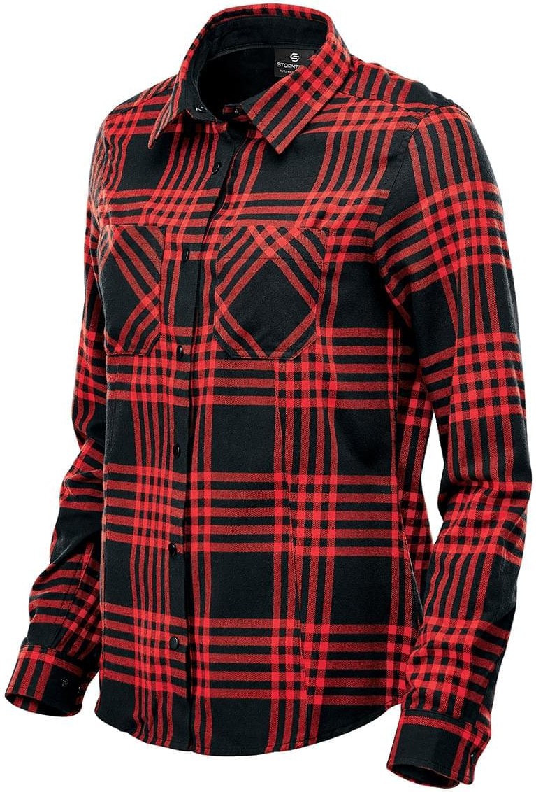 Stormtech Ftx-1w Women’s Santa Fe Long Sleeve Shirt - Red - Black