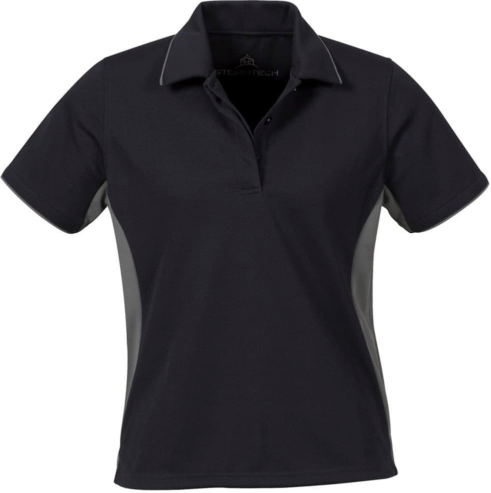 Stormtech Gpx-3w Women’s Coolmax Baja Polo - Black - Iron - Ladies Xs