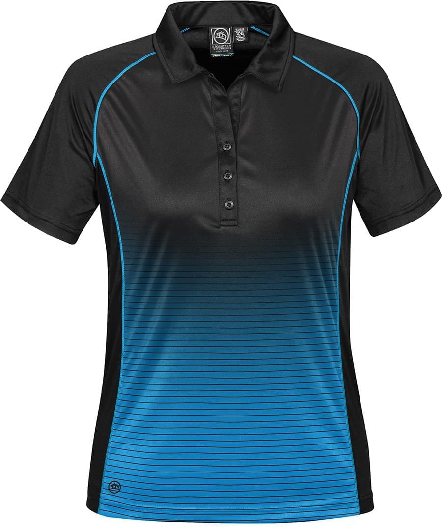 Stormtech Gtp-1w Women’s Horizon Polo - Black Electric Blue - Ladies Xs