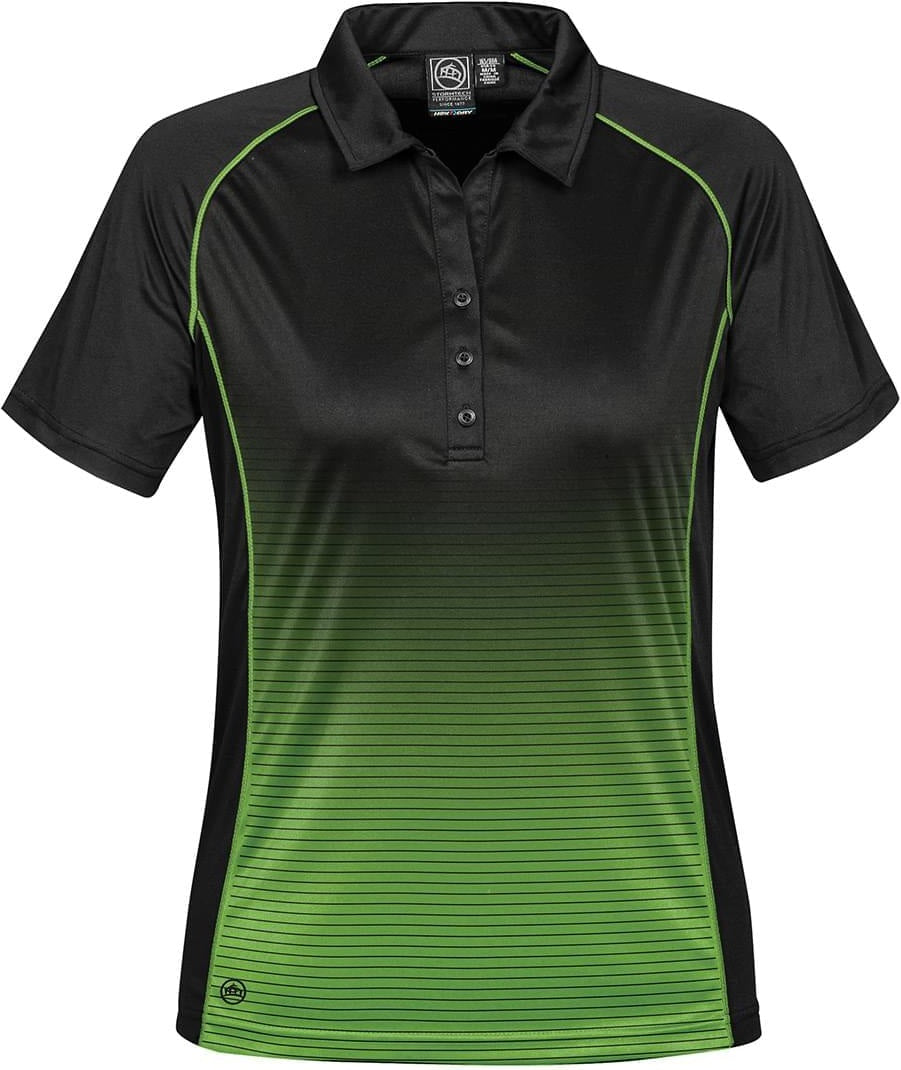 Stormtech Gtp-1w Women’s Horizon Polo - Black Spring Green - Ladies Xs