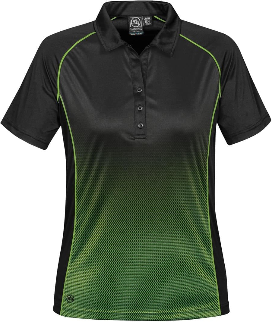 Stormtech Gtp-2w Women’s Matrix Polo - Black - Spring Green - Ladies s
