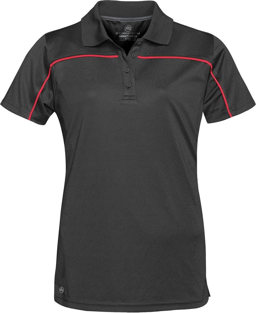 Stormtech Ips-2w Women’s Velocity Sport Polo - Black Scarlet - Ladies Xs