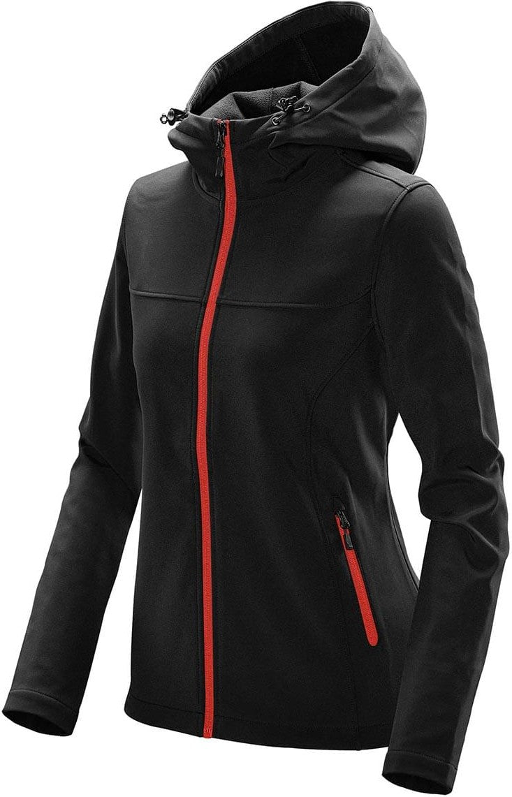Stormtech Ksh-1w Women’s Orbiter Softshell Hoody - Black Bright Red