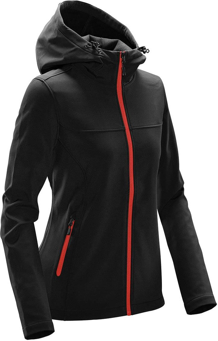 Stormtech Ksh-1w Women’s Orbiter Softshell Hoody - Black Bright Red