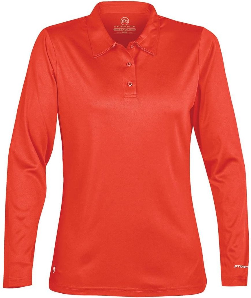 Stormtech Lps-1w Women’s Long Sleeve Apollo H2x-dry Polo - Hot Red / Ladies Xs