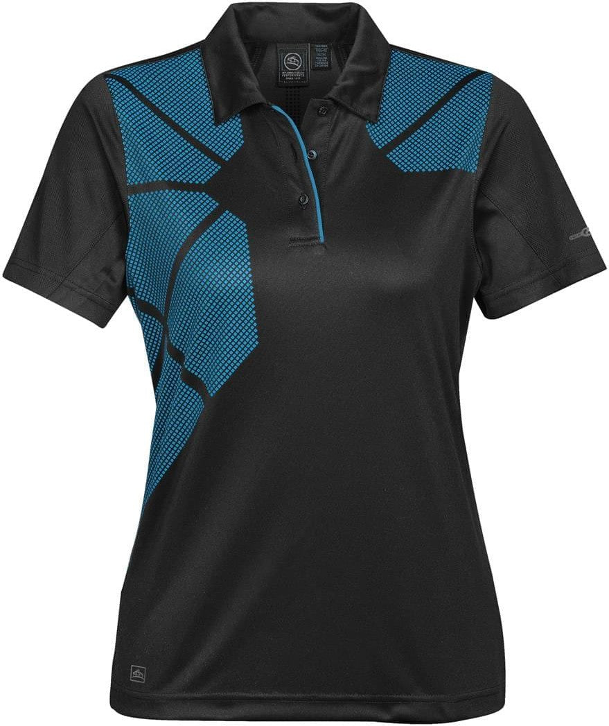 Stormtech Opx-1w Women’s Prism Performance Polo - Black Electric Blue - Ladies Xs