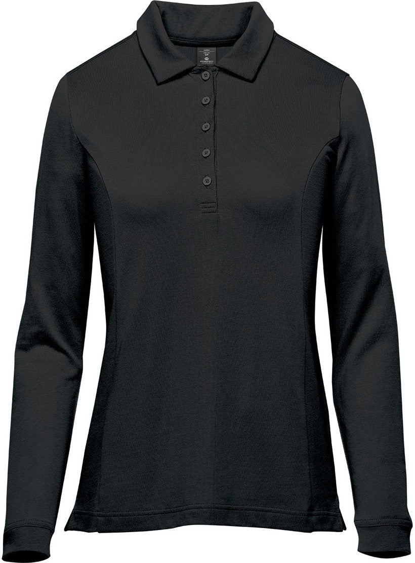 Stormtech Plx-1w Women’s Nevada L/s Micro Pique Polo - Black - Ladies Xs