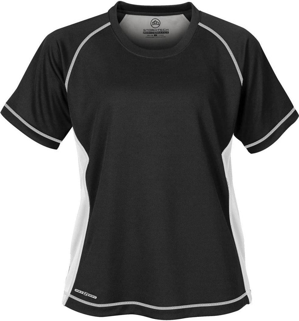 Stormtech Sat035 Women’s H2x-dry Short Sleeve Tee - Black White - Ladies Xs