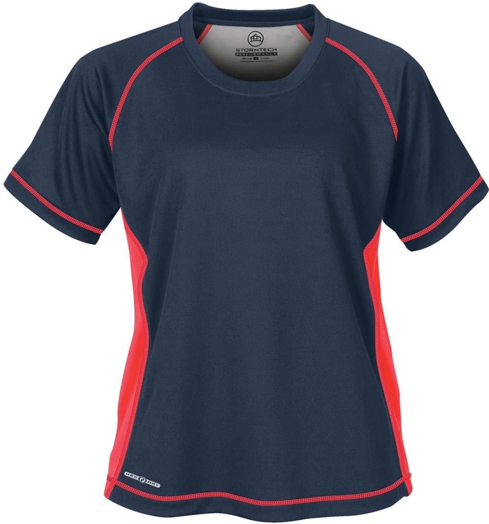 Stormtech Sat035 Women’s H2x-dry Short Sleeve Tee - Navy Scarlet - Ladies Xs