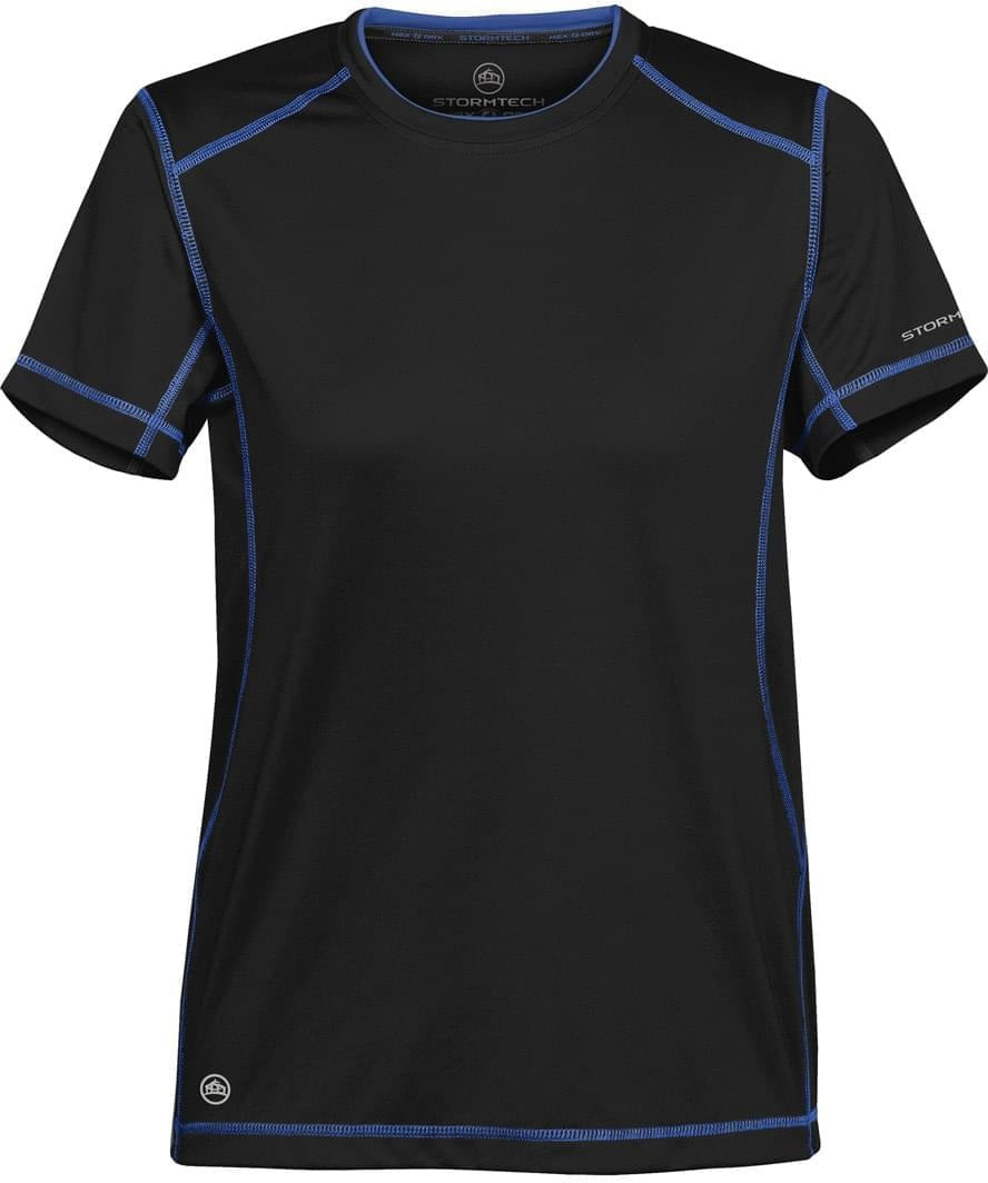 Stormtech Sat400w Women’s H2x-dry Hybrid Tee - Black Royal - Ladies Xs