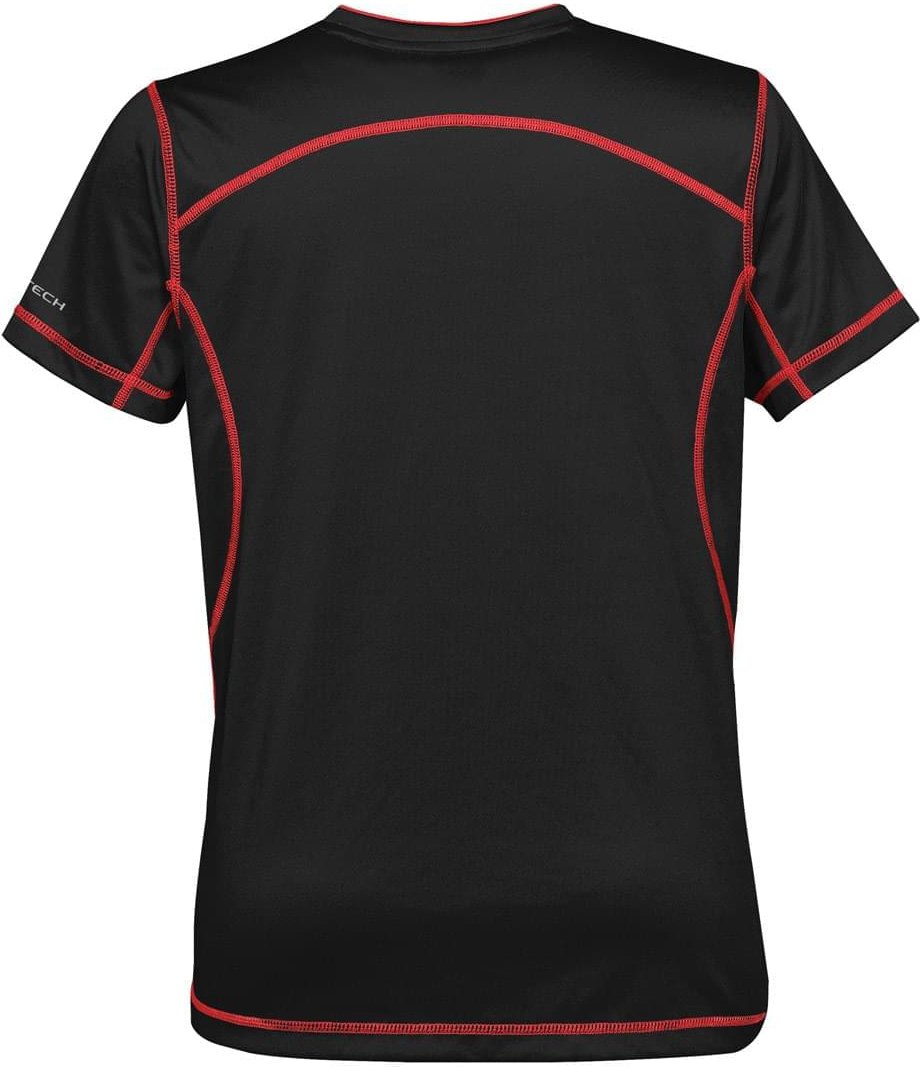 Stormtech Sat400w Women’s H2x-dry Hybrid Tee - Black True Red - Ladies Xs