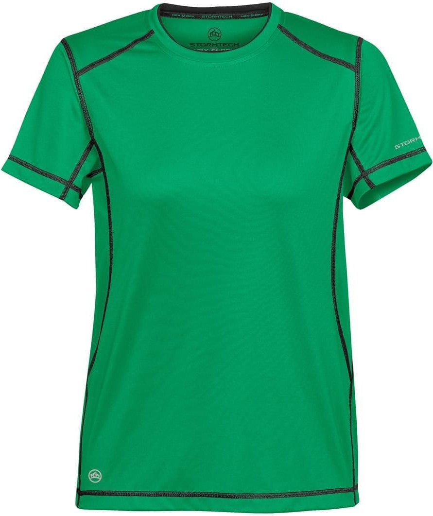 Stormtech Sat400w Women’s H2x-dry Hybrid Tee - Kelly Green Black - Ladies Xs