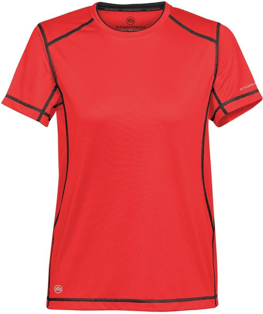 Stormtech Sat400w Women’s H2x-dry Hybrid Tee - True Red Black - Ladies Xs