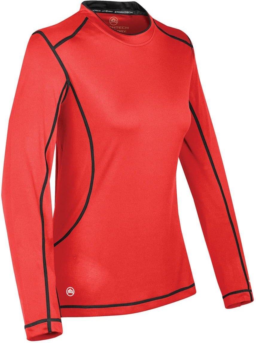 Stormtech Sat500w Women’s H2x-dry Hybrid Long Sleeve Tee - Red - Black