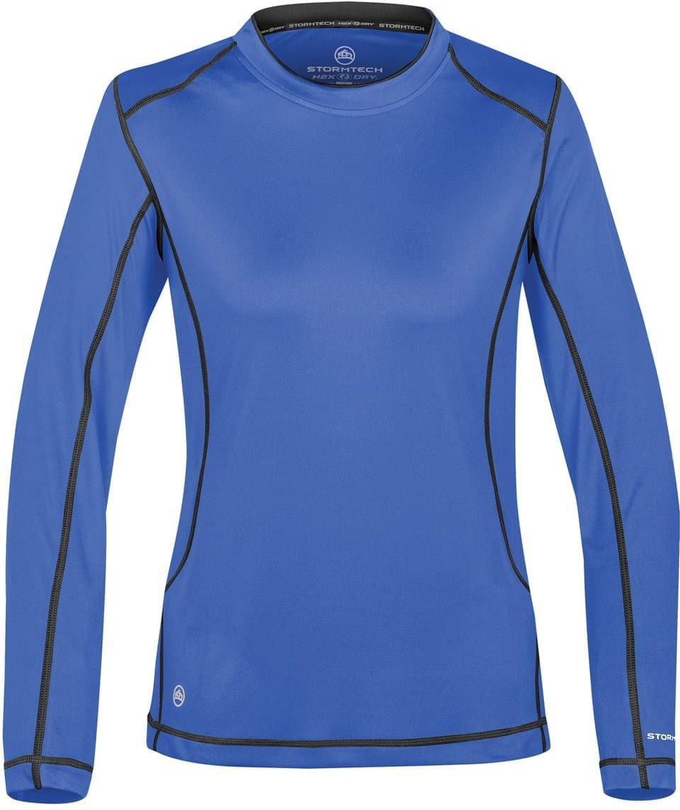 Stormtech Sat500w Women’s H2x-dry Hybrid Long Sleeve Tee - Royal - Black - Ladies s