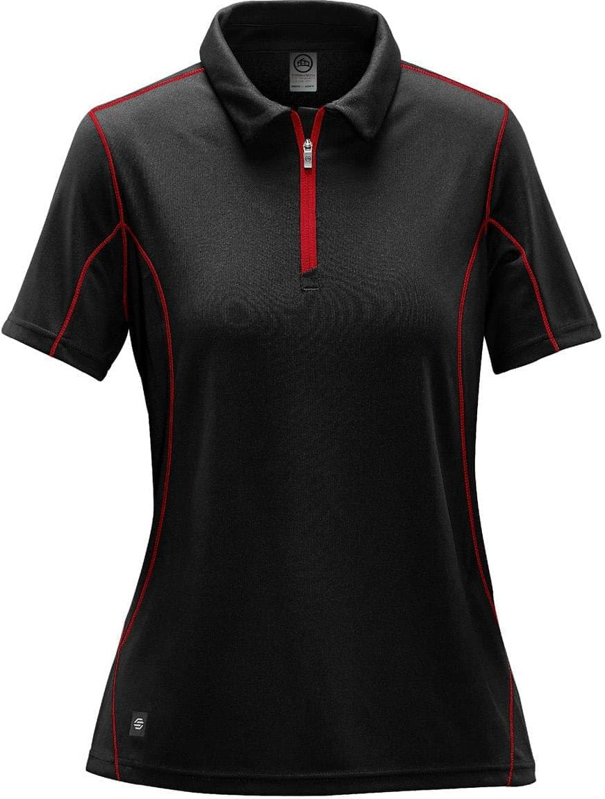 Stormtech Sdp-1w Women’s Pulse 1/4 Zip Polo - Black Bright Red - Ladies Xs