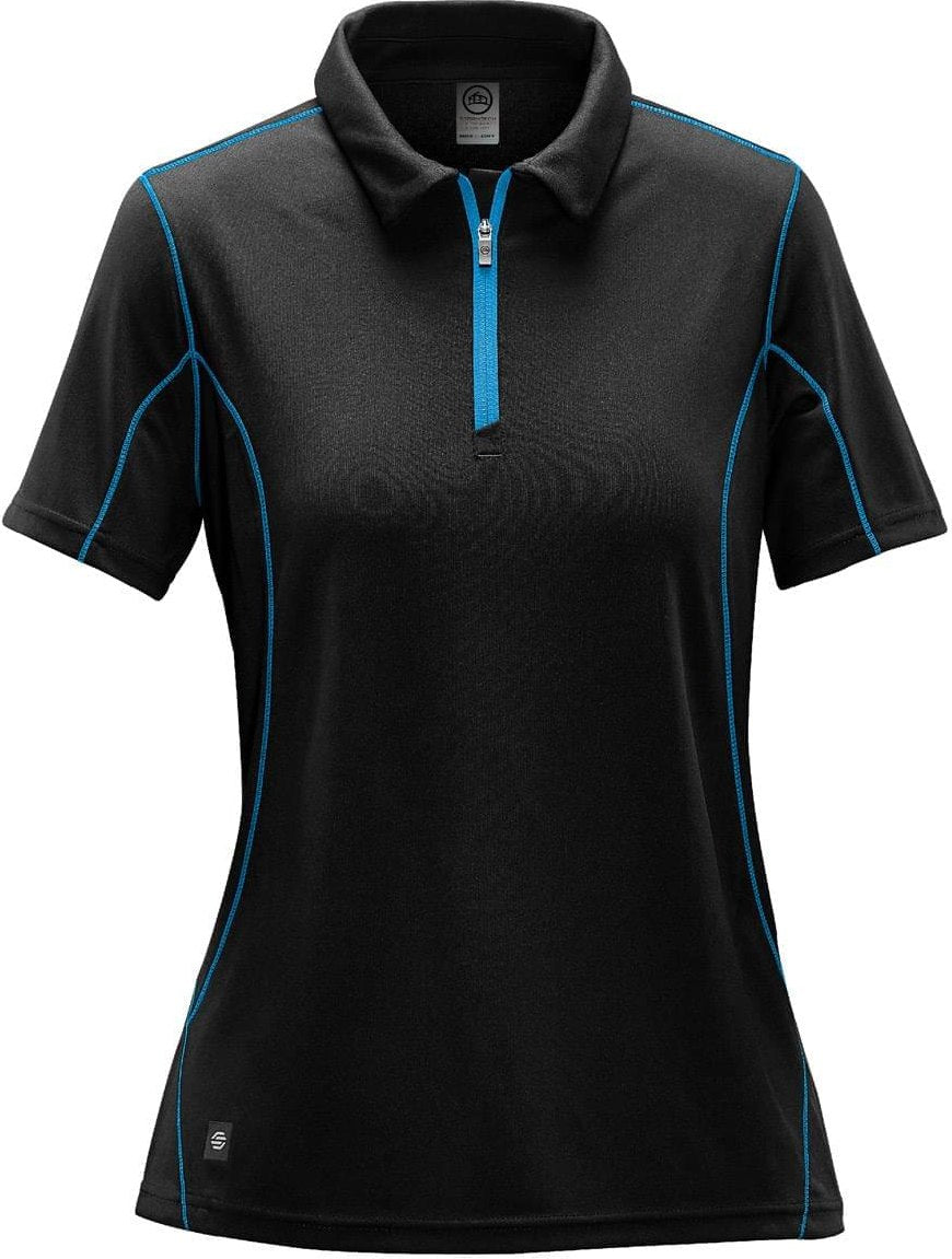 Stormtech Sdp-1w Women’s Pulse 1/4 Zip Polo - Black Electric Blue - Ladies Xs