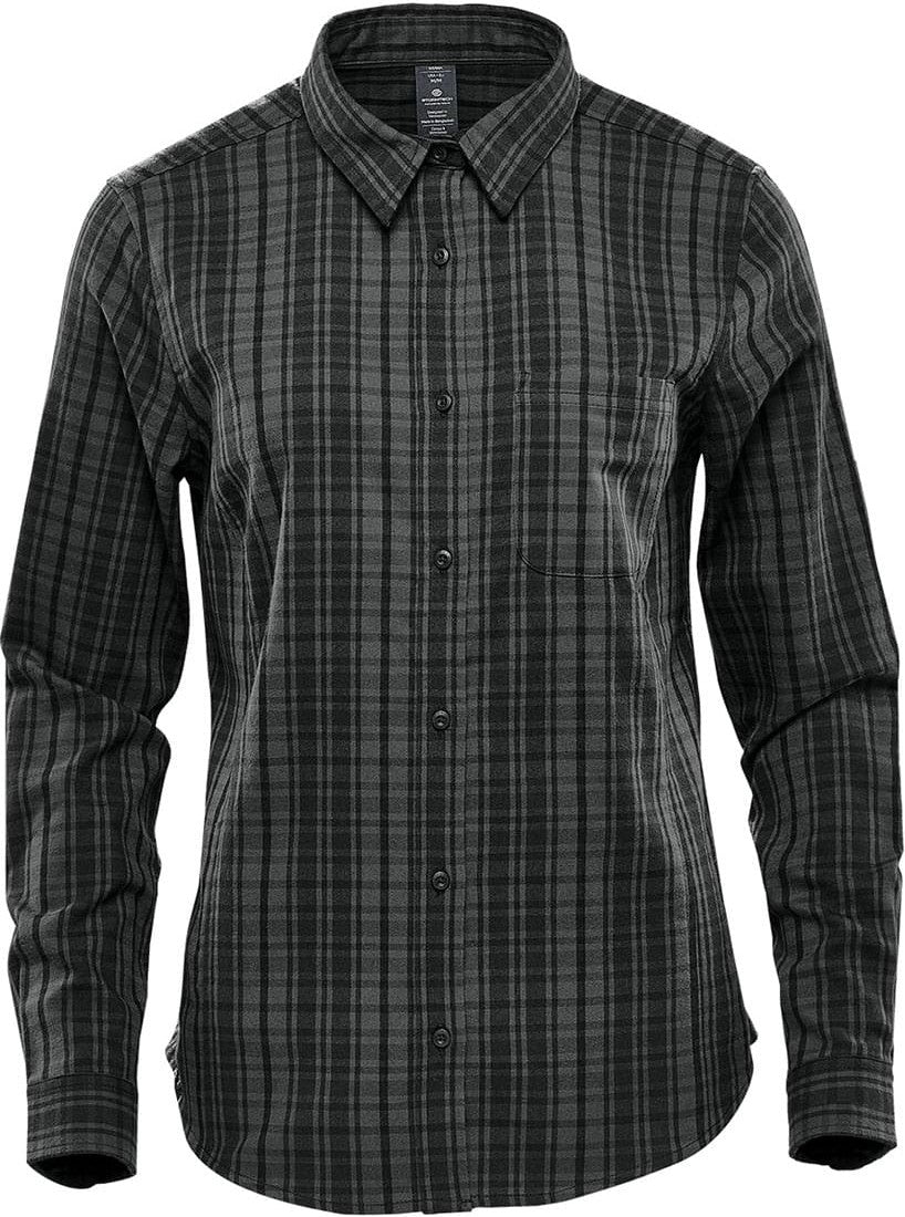 Stormtech Sdr-1w Women’s Muirfield Performance Long Sleeve Shirt - Carbon Plaid - Ladies Xs