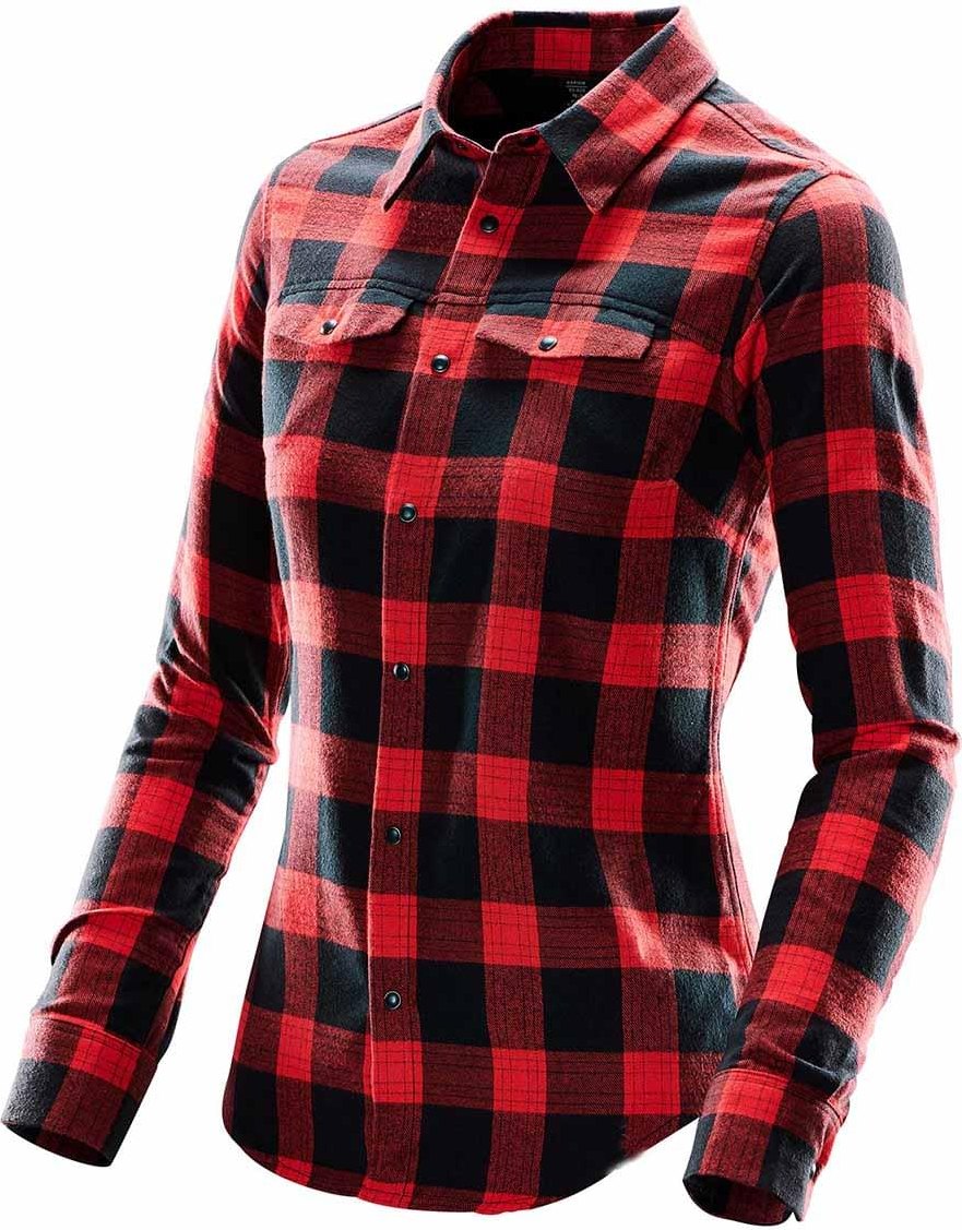 Stormtech Sfx-1w Women’s Logan Snap Front Shirt - Black Red Plaid