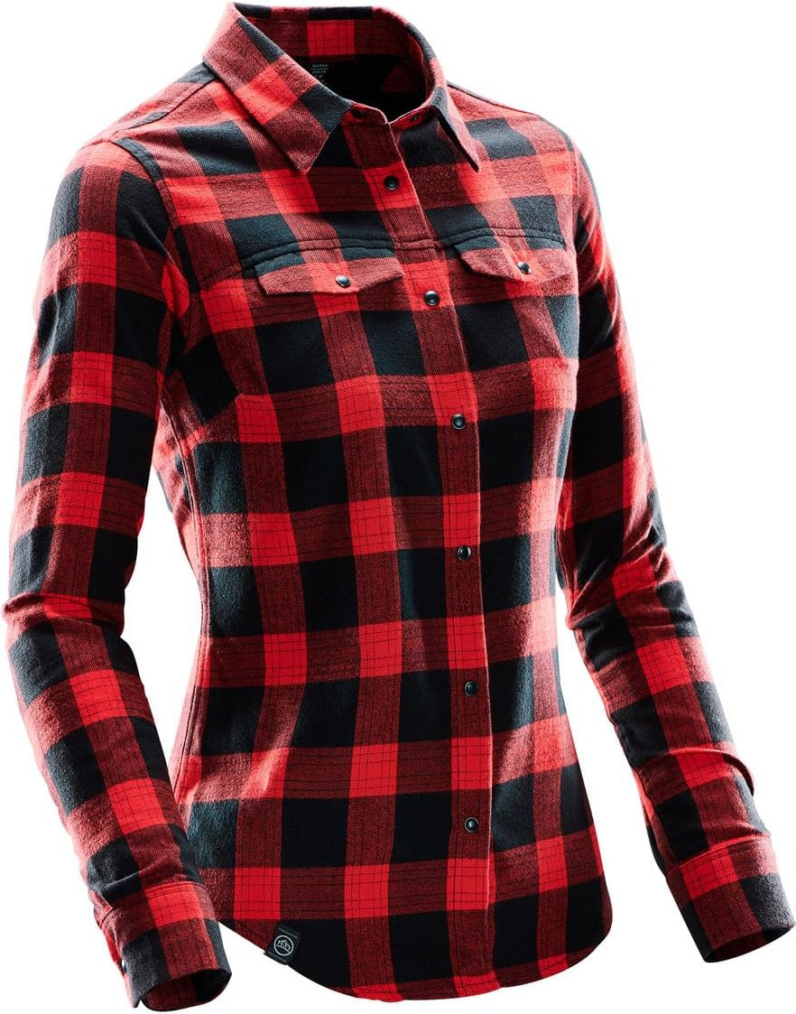 Stormtech Sfx-1w Women’s Logan Snap Front Shirt - Black Red Plaid