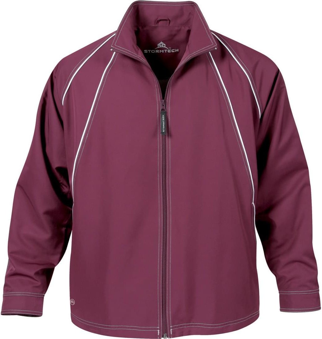 Stormtech Stxj-1 Men’s Blaze Athletic Jacket - Maroon - White - Adult s