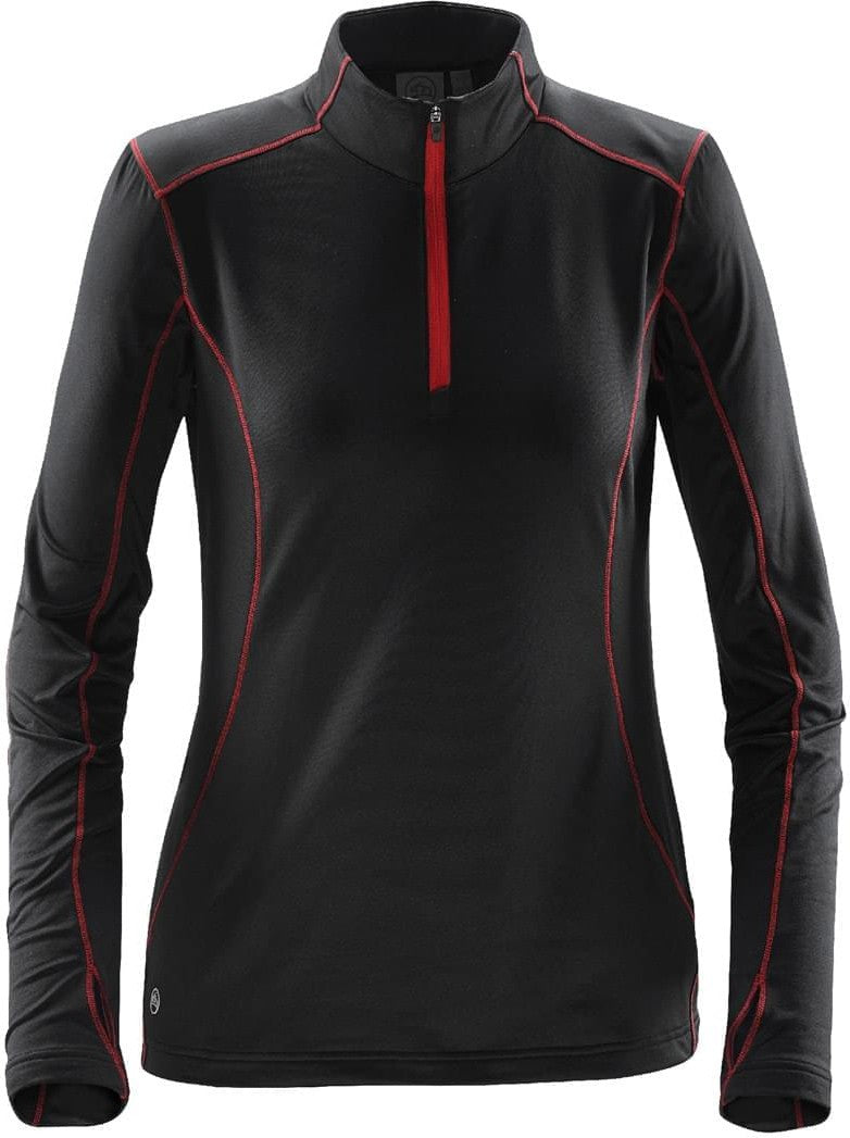 Stormtech Tfw-1w Women’s Pulse Fleece Pullover - Black Bright Red - Ladies Xs