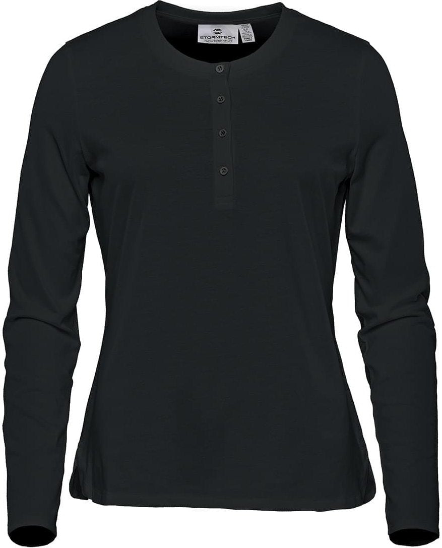 Stormtech Tgh-1w Women’s Torcello Long Sleeve Henley - Black - Ladies Xs
