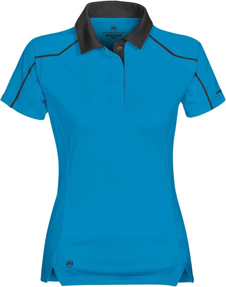 Stormtech Tps-1w Women’s Crossover Performance Polo - Electric Blue Black - Ladies Xs