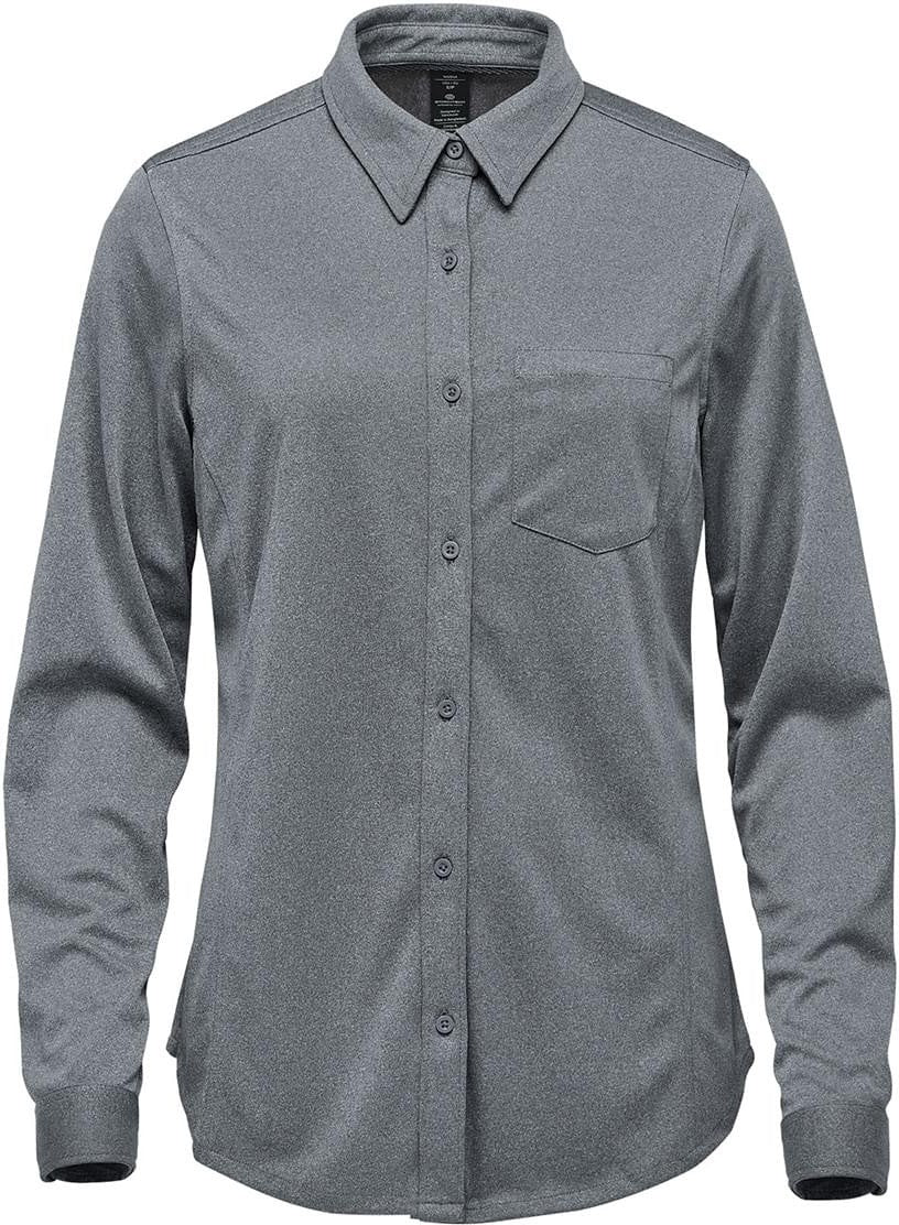 Stormtech Vlx-3w Women’s Montauk Long Sleeve Shirt - Dolphin Heather - Ladies Xs