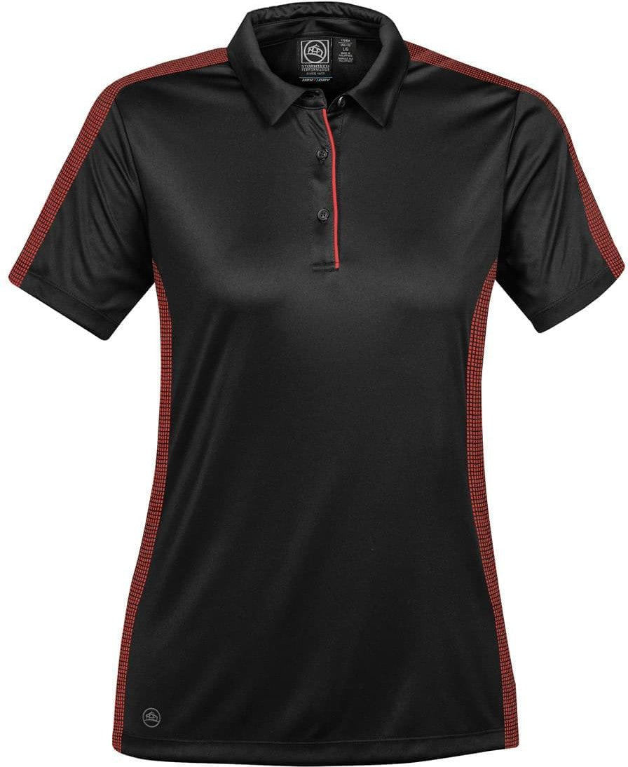 Stormtech Xpx-1w Women’s Bolt Polo - Black True Red - Ladies Xs