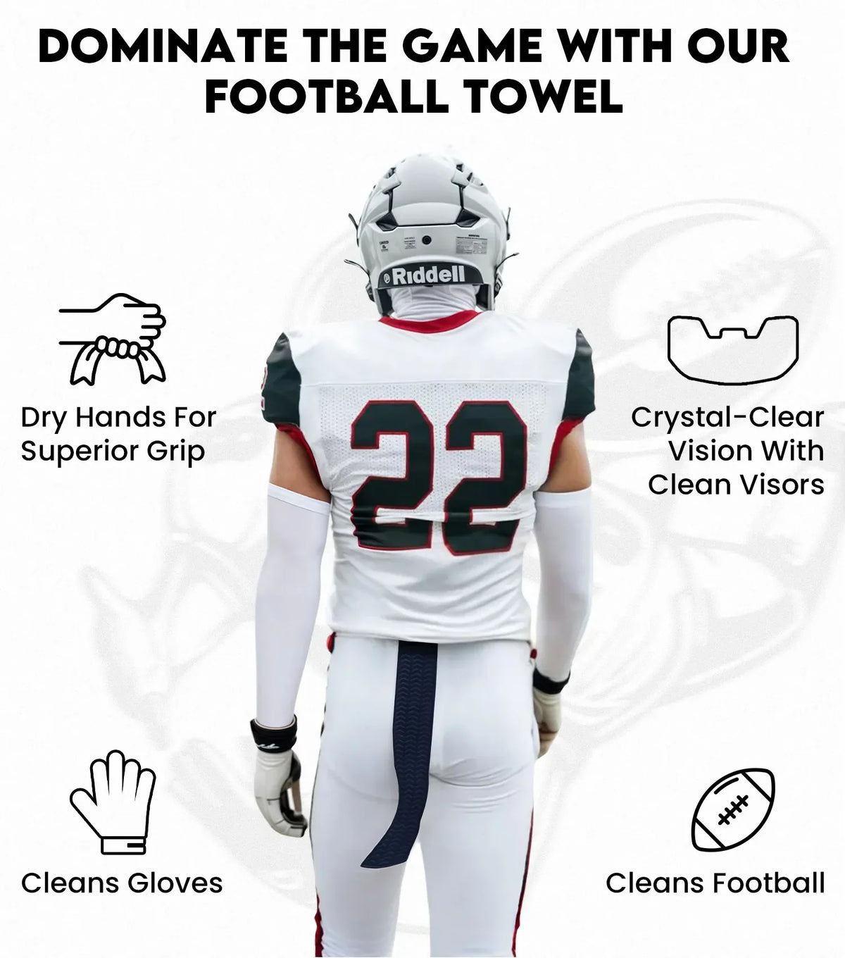 Streamer Football Towel with Hook & Loop Fastener (gray)