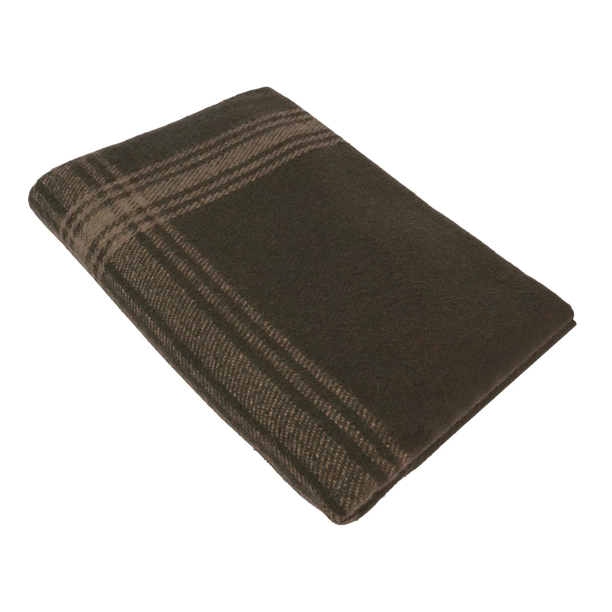 Striped Outdoor Wool Blanket - Brown / Tan
