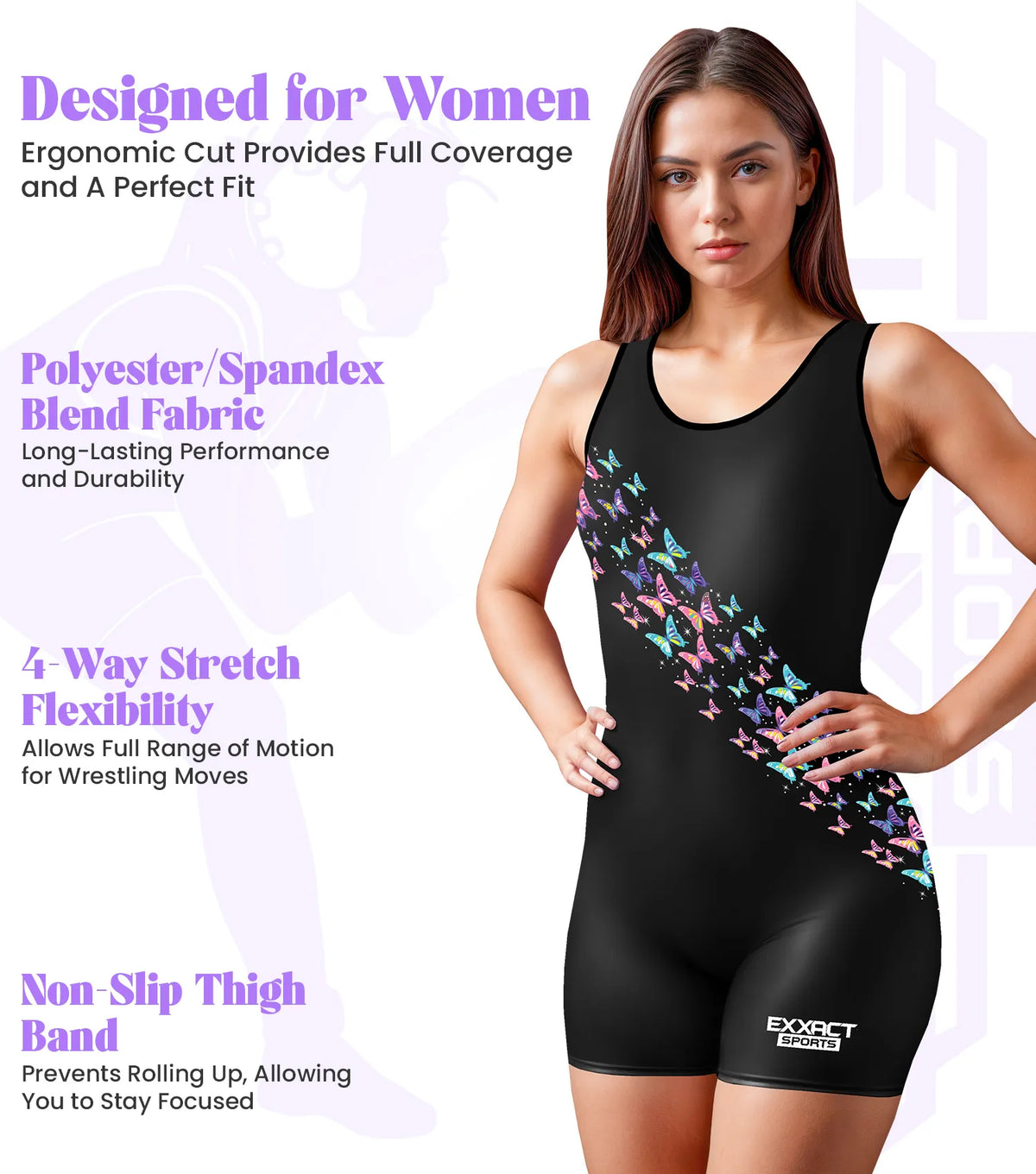 Sublimated Women’s Wrestling Singlets High-cut Female singlets (butterfly)