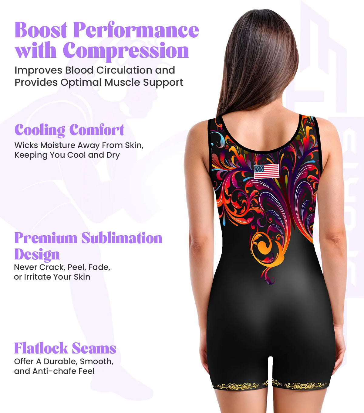 Sublimated Women’s Wrestling Singlets High-cut Female singlets (gold Butterfly)