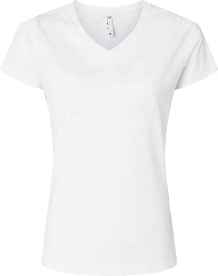 Sublivie 1507 Women’s Polyester Sublimation V-neck Tee - White / s