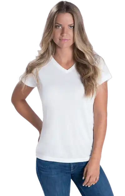 Sublivie 1507 Women’s V-neck Polyester Sublimation Tee - White