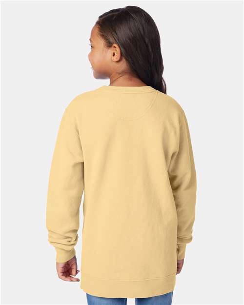 Summer Squash Yellow Garment-Dyed Youth Crewneck Sweatshirt - GDH475