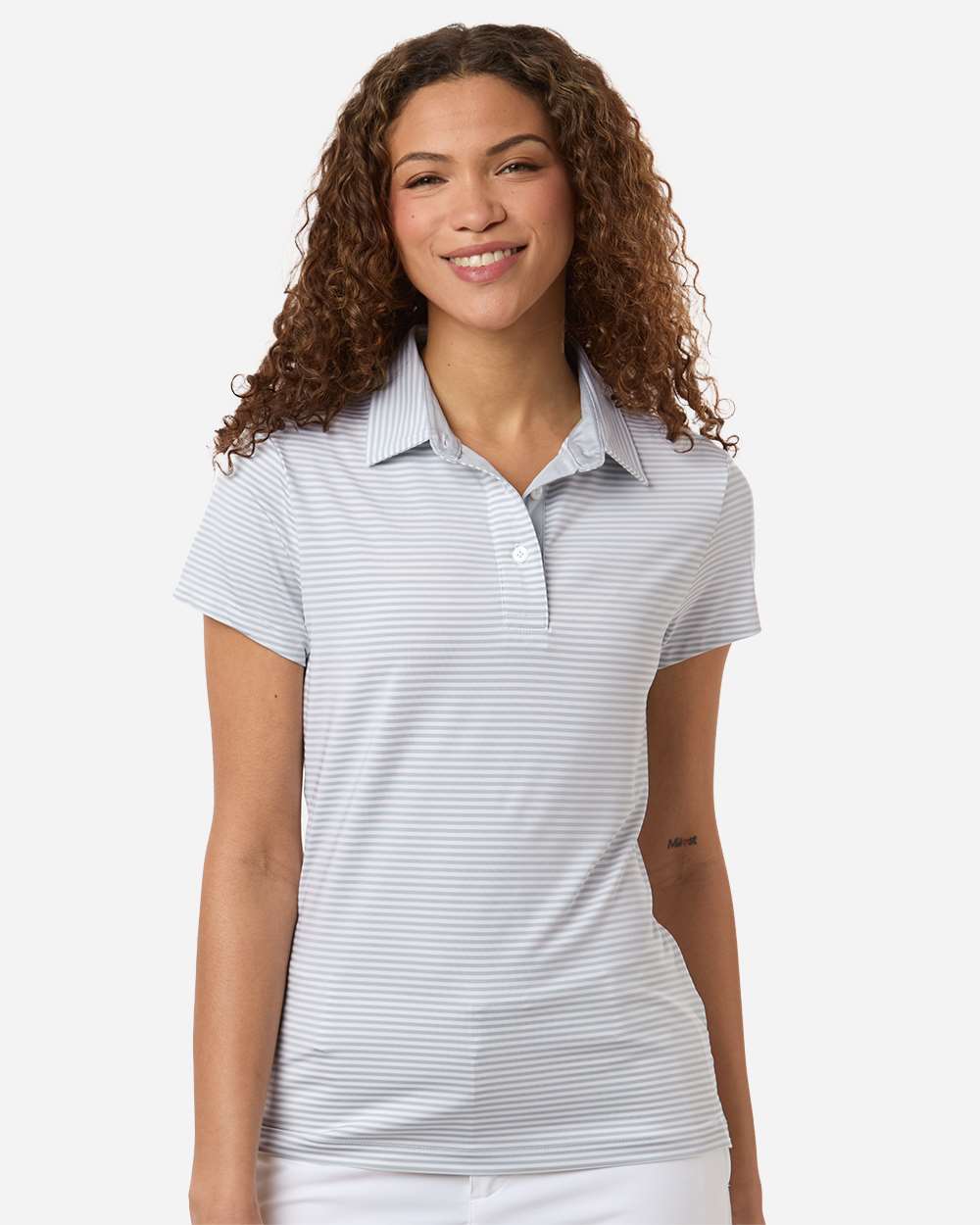 Swannies Sw1110l Women’s Kayla Striped Polo - Glacier White