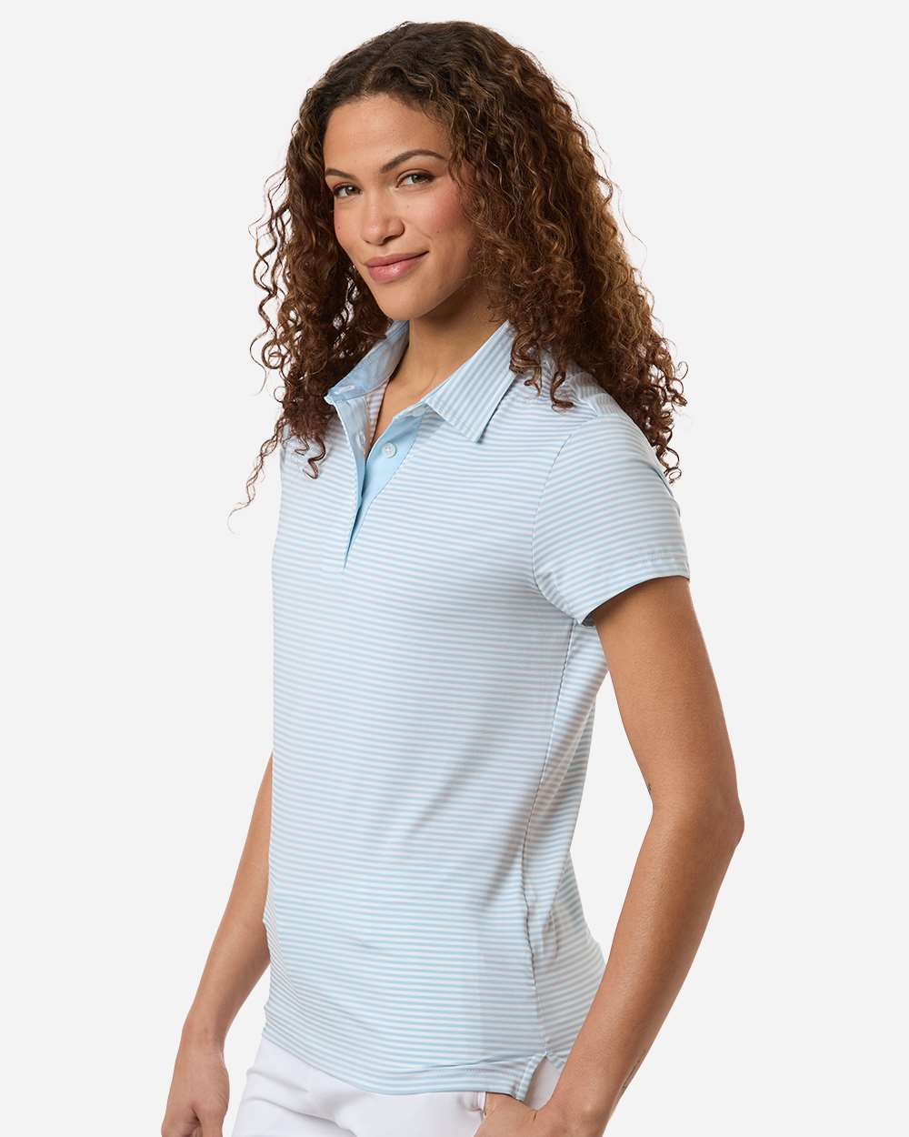 Swannies Sw1110l Women’s Kayla Striped Polo - Sky White