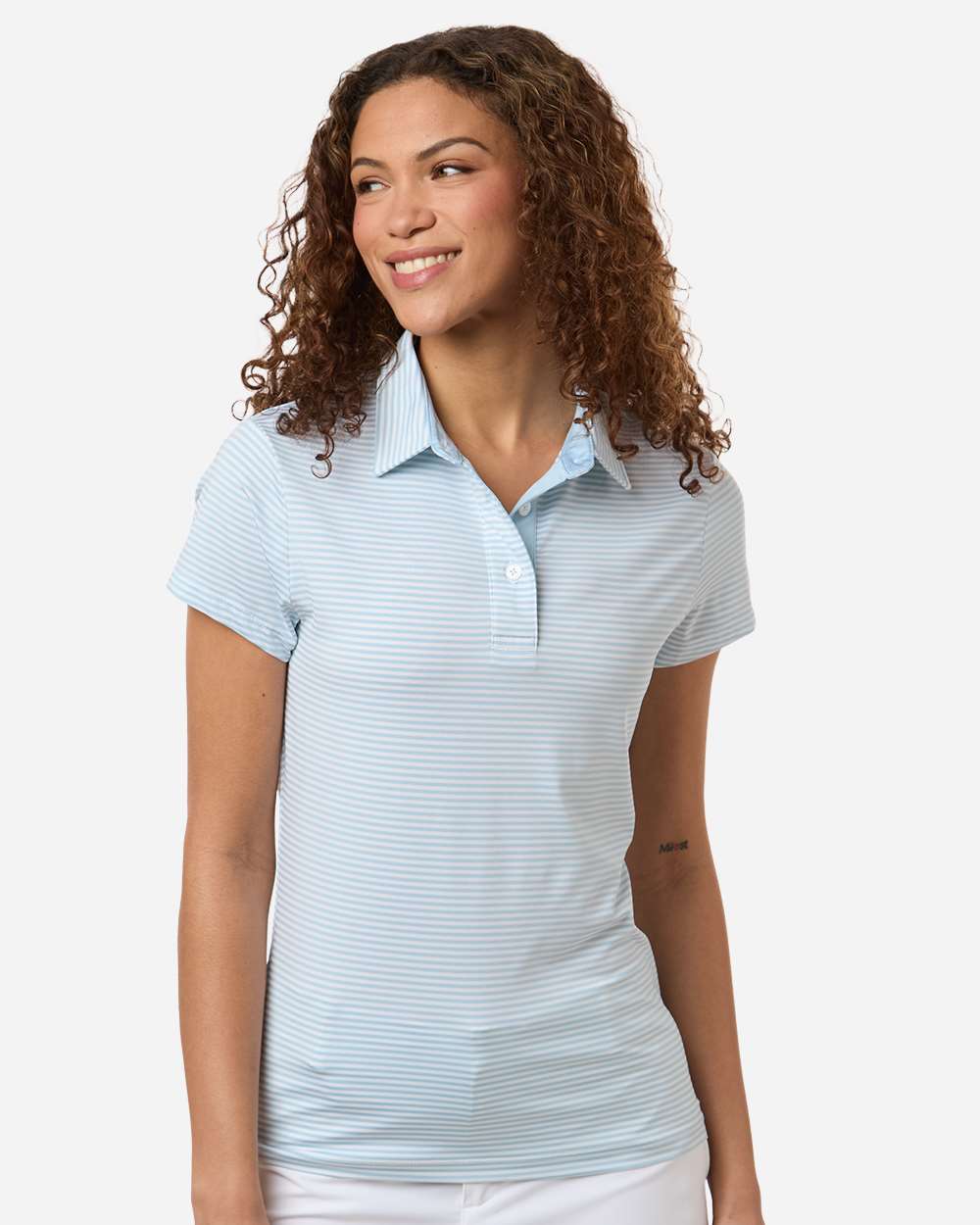Swannies Sw1110l Women’s Kayla Striped Polo - Sky White