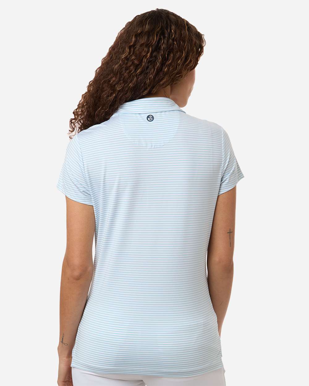 Swannies Sw1110l Women’s Kayla Striped Polo - Sky White