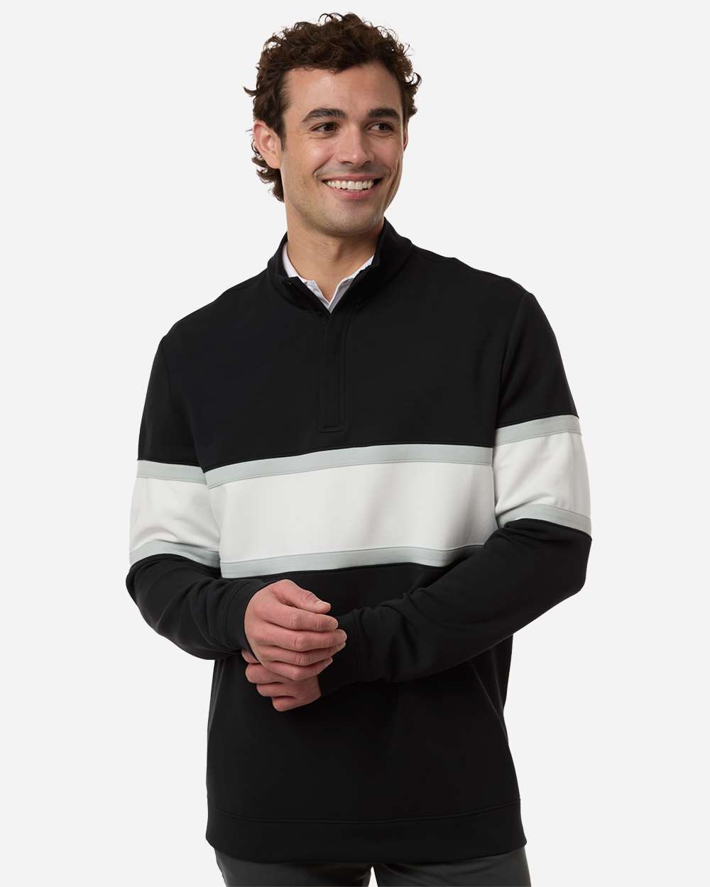 Swannies Swoq500 Men’s Owen Quarter-zip Pullover - Black White