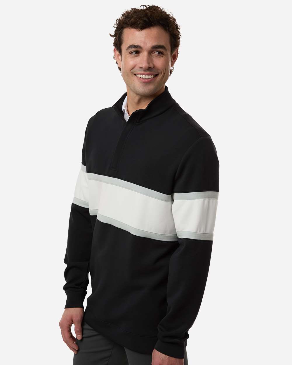 Swannies Swoq500 Men’s Owen Quarter-zip Pullover - Black White