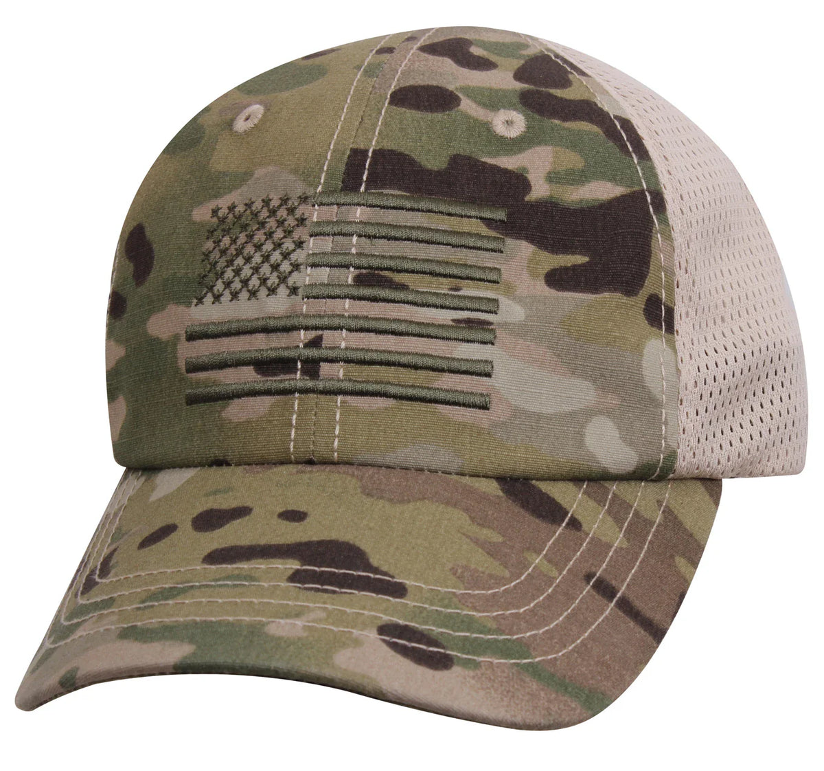 Tactical Mesh Back Cap with Embroidered us Flag - Multicam