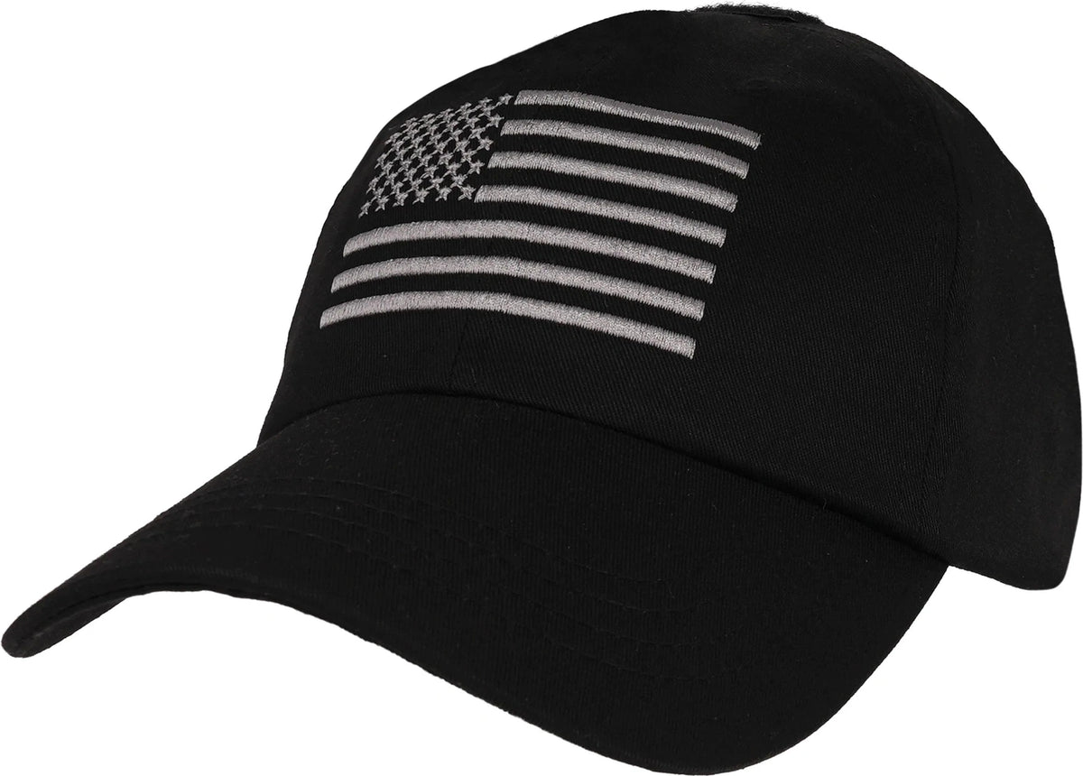 Tactical Operator Cap with us Flag - Black