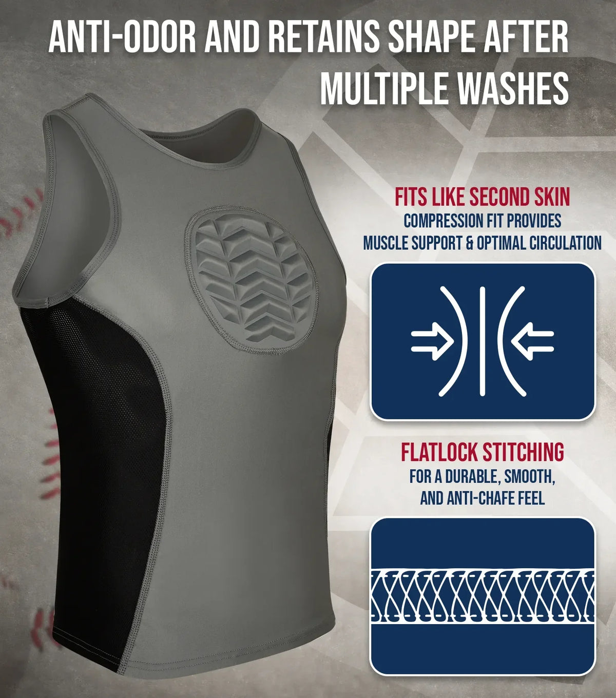 Tank Top Boys Baseball Chest Protector (gray)