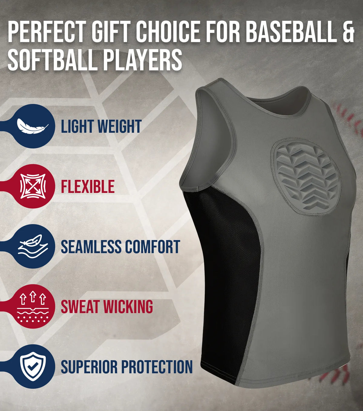 Tank Top Boys Baseball Chest Protector (gray)